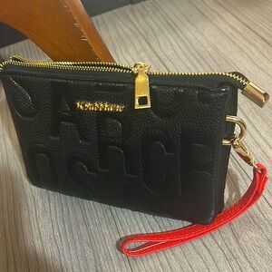 Italian designer V. Fabiano Wristlet with Red Strap